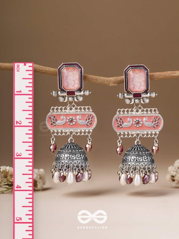 The Rosewood Nostalgia- Enamelled Oxidised Jhumka Earrings