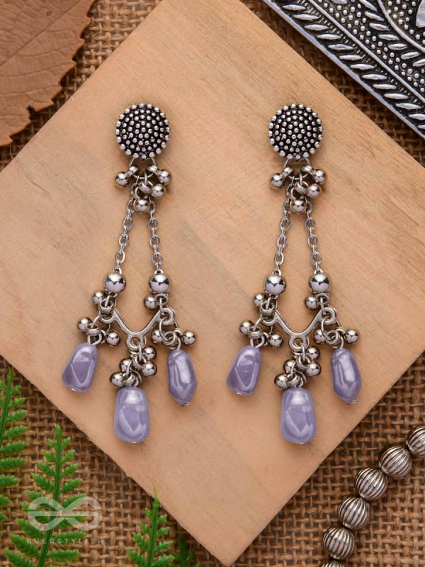The Lilac Craze- Glass Drops Oxidised Earrings