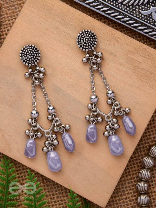The Lilac Craze- Glass Drops Oxidised Earrings