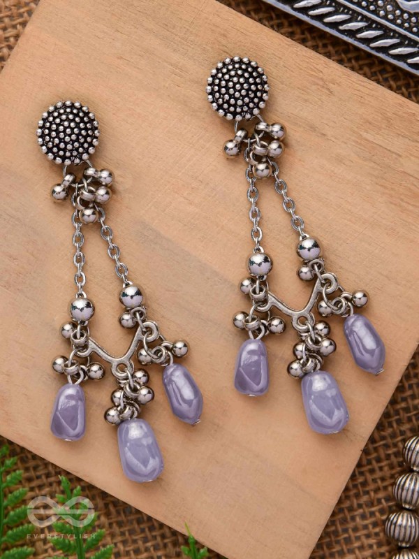 The Lilac Craze- Glass Drops Oxidised Earrings