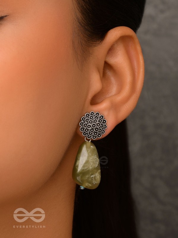 The Greenland Mist- Stone Oxidised Earrings