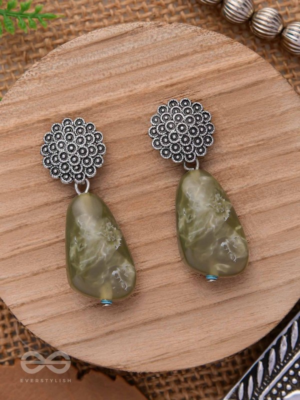 The Greenland Mist- Stone Oxidised Earrings
