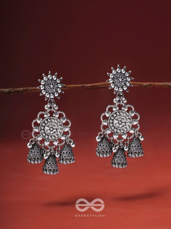 The Moon Flower- Oxidised Earrings