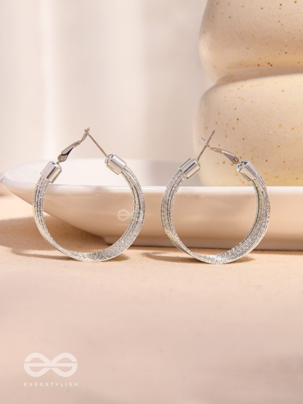 Spiral Strands - Statement Silver Hoop Earrings 
