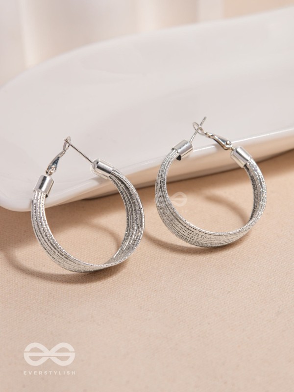 Spiral Strands - Statement Silver Hoop Earrings 