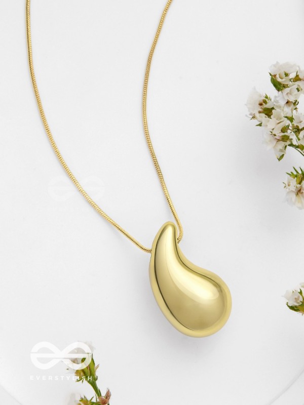 Radiant Raindrop - Statement Golden Pendant With Anti-Tarnish Coating