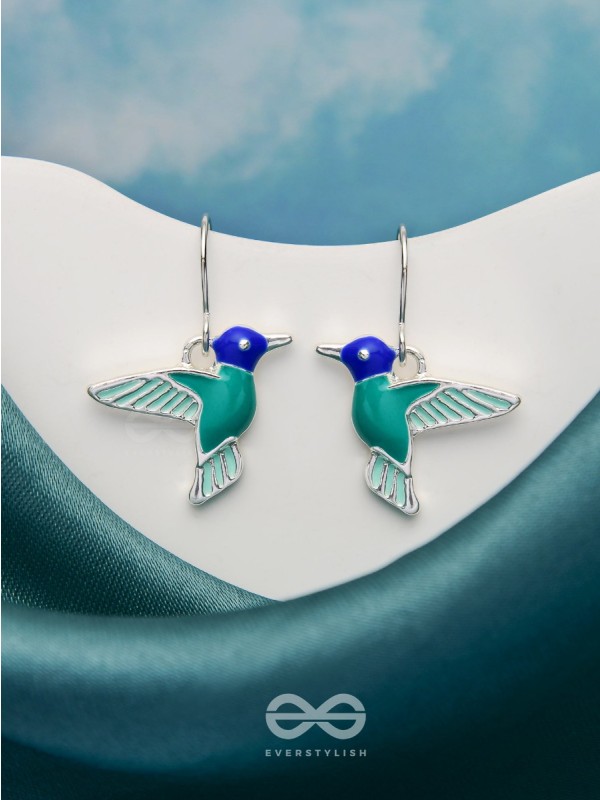 Sky Wings - Silver Enamelled Earrings