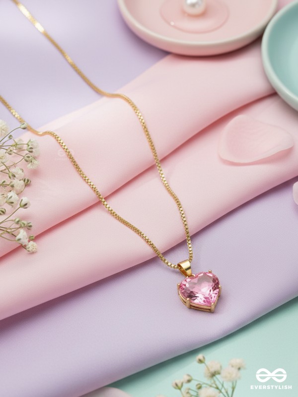 The Crystal Heart - Golden Embellished Neckpiece With Anti-Tarnish Coating