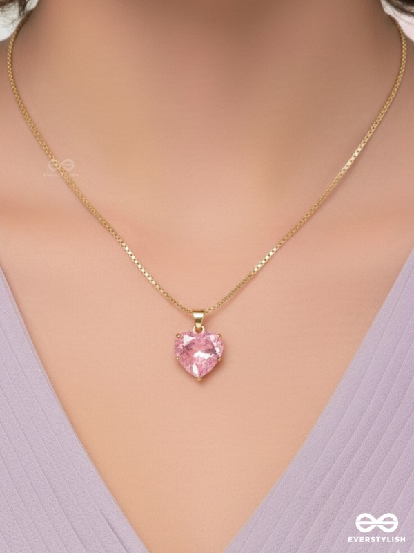 The Crystal Heart - Golden Embellished Neckpiece With Anti-Tarnish Coating