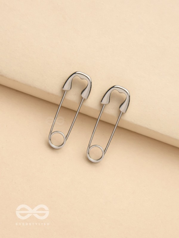 Pin It Up - Statement  Silver Earrings