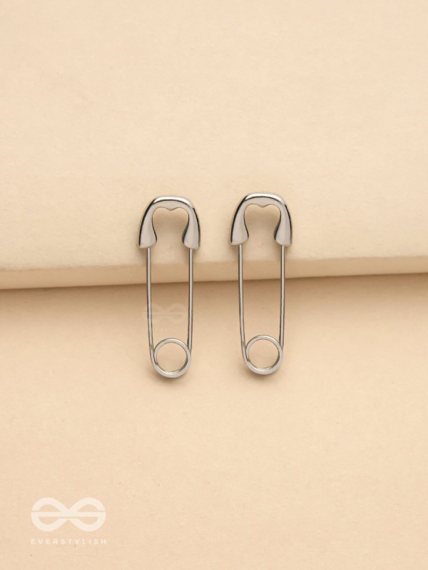 Pin It Up - Statement  Silver Earrings