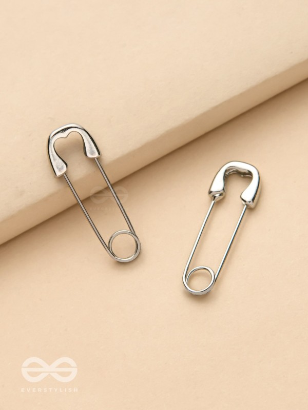 Pin It Up - Statement  Silver Earrings