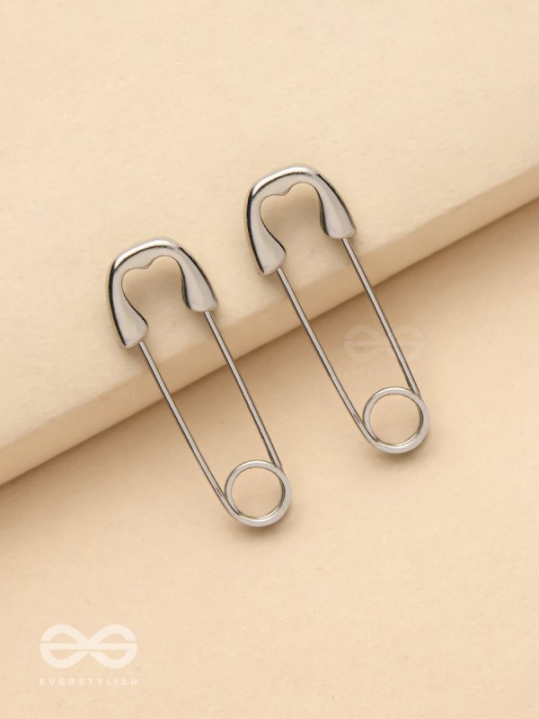 Pin It Up - Statement  Silver Earrings