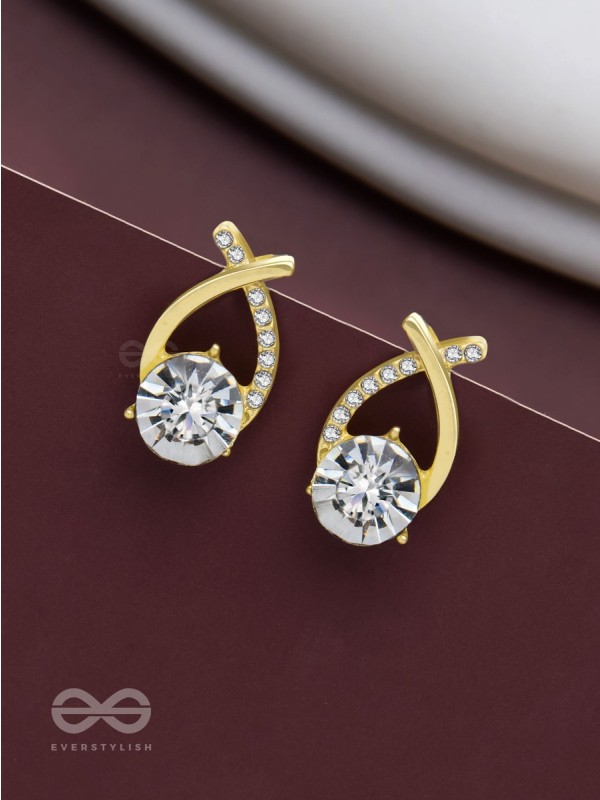 Shining Shimmerstones - Golden Embellished Earrings