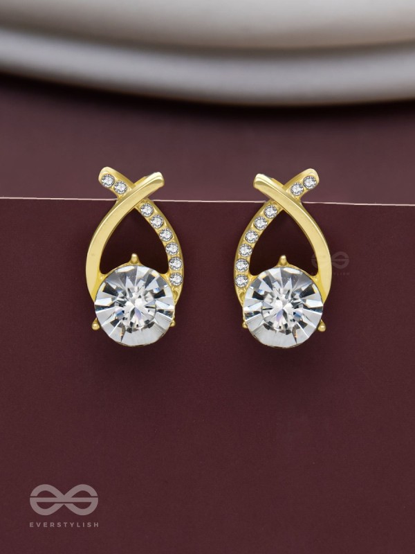 Shining Shimmerstones - Golden Embellished Earrings