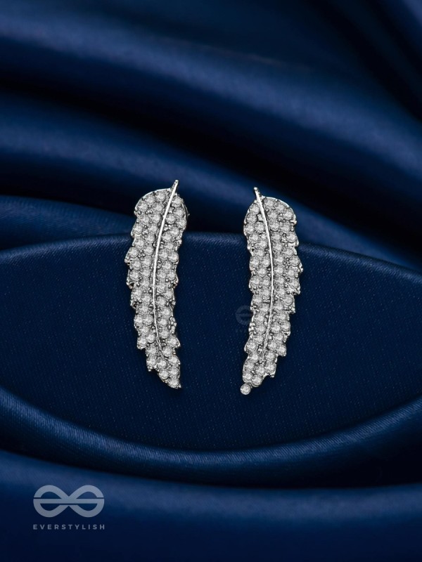 Feathered Finesse- Statement Embellished Earrings 