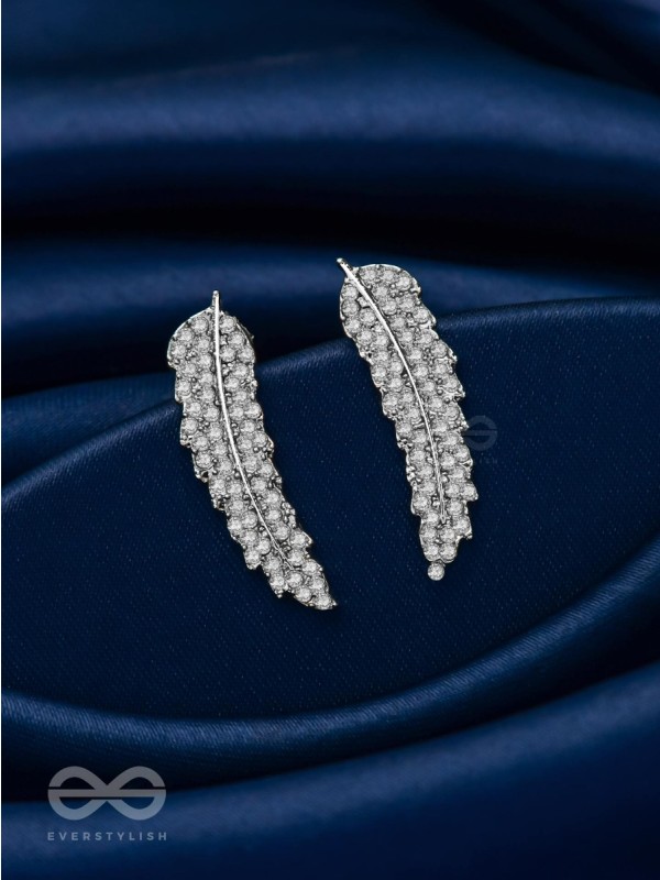 Feathered Finesse- Statement Embellished Earrings 