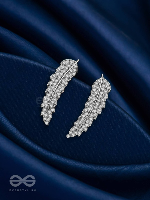 Feathered Finesse- Statement Embellished Earrings 