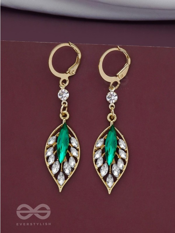 Lush Leaflets - Golden Embellished Earrings