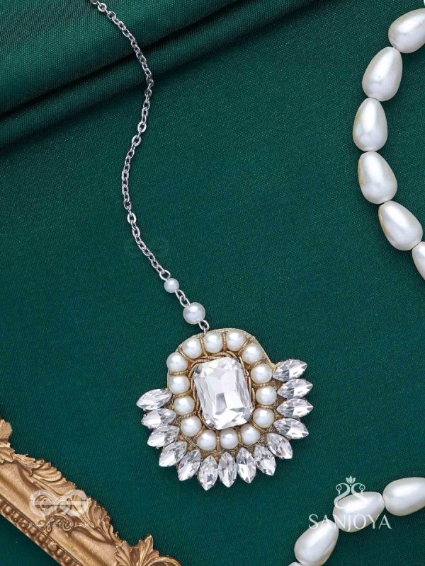 Adrisara - Essence Of Stones - Stones Hand Embroidered Maangtika