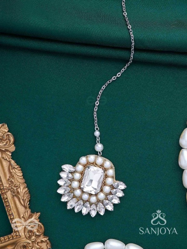 Adrisara - Essence Of Stones - Stones Hand Embroidered Maangtika