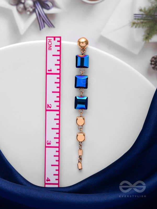 The Indigo Night- Classy Blue And Golden Earrings