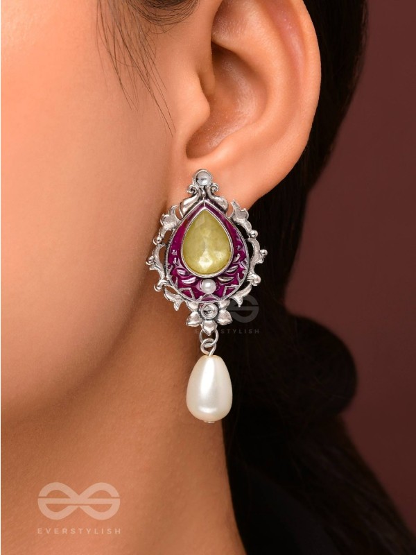 The Nature's Grace - Embellished And Enamelled Oxidised Earrings