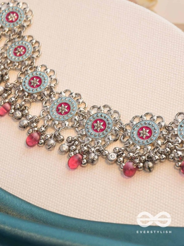 The Rosy Skies - Enamelled Oxidised Neckpiece