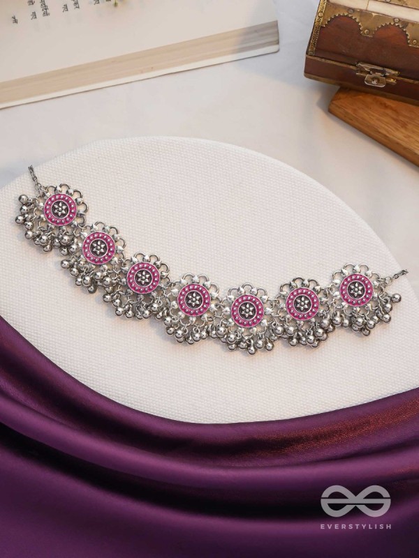 Rustic Blossoms - Enamelled Oxidised Neckpiece