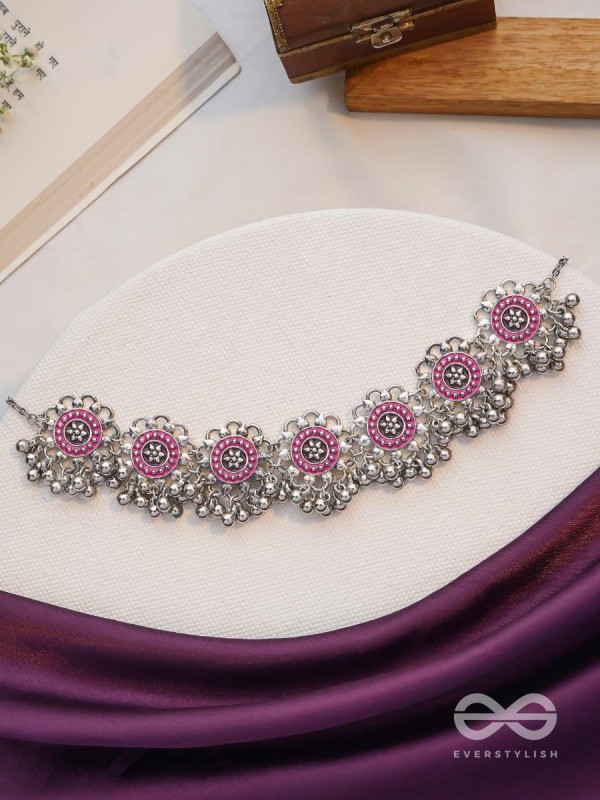 Rustic Blossoms - Enamelled Oxidised Neckpiece