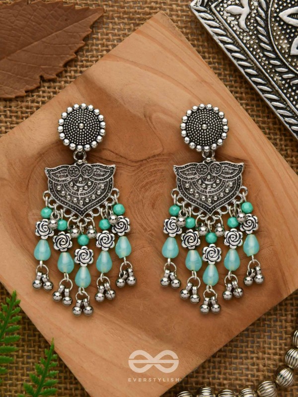 The Ocean Goddess- Glass Drops And Beads Oxidised Earrings