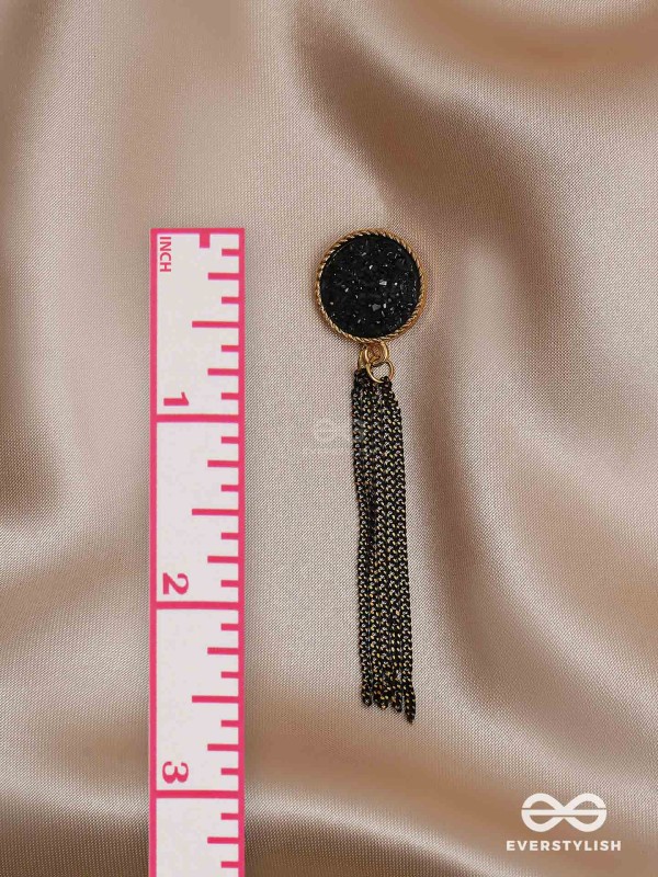 The Midnight Haze - Statement Golden & Black Earrings 