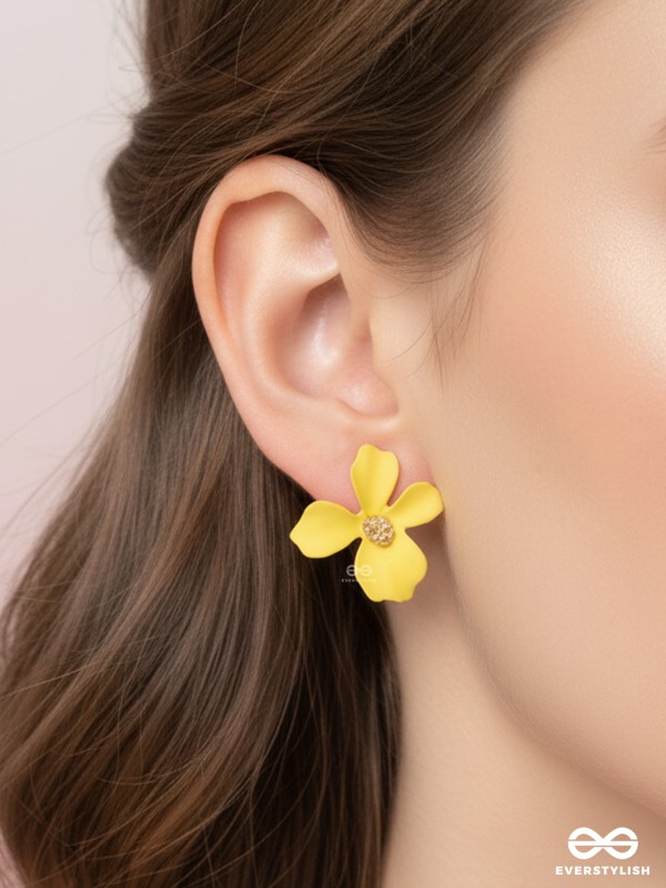 Citrine Bloom - Enameled Ear Studs