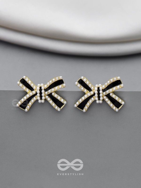 Knotty  And Nice - Golden Embellished Studs (Black)