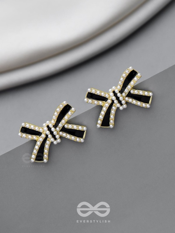 Knotty  And Nice - Golden Embellished Studs (Black)