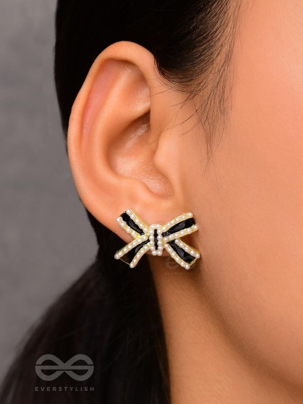 Knotty  And Nice - Golden Embellished Studs (Black)
