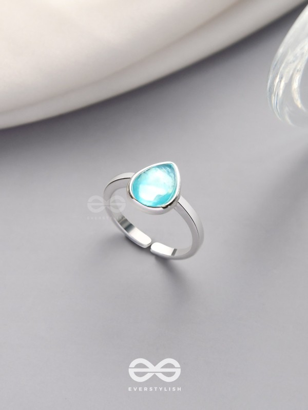 Sky Shower Droplet - Blue Enamelled Ring 
