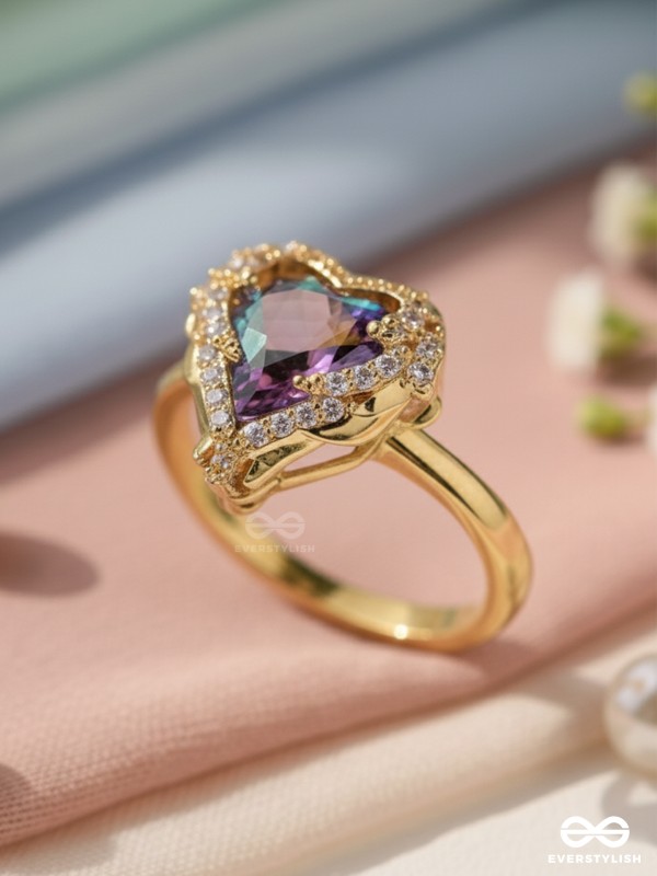 Love's Luminescence - Golden Embellished Ring (Adjustable)