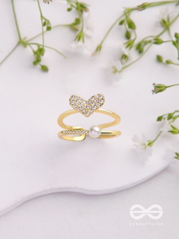 The Love Sparkle - Golden Embellished Ring 