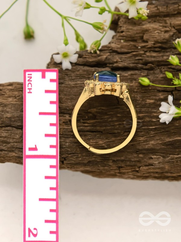 The Luminescent Loop - Golden Embellished Ring (Adjustable)