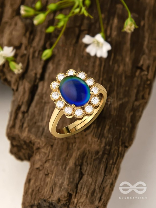 The Luminescent Loop - Golden Embellished Ring (Adjustable)