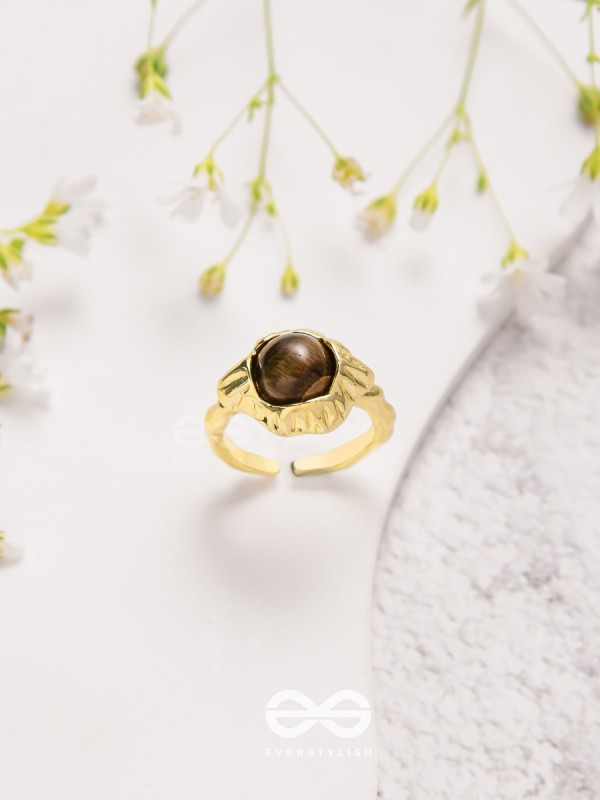 The Espresso Embrace- Golden Beaded Ring 