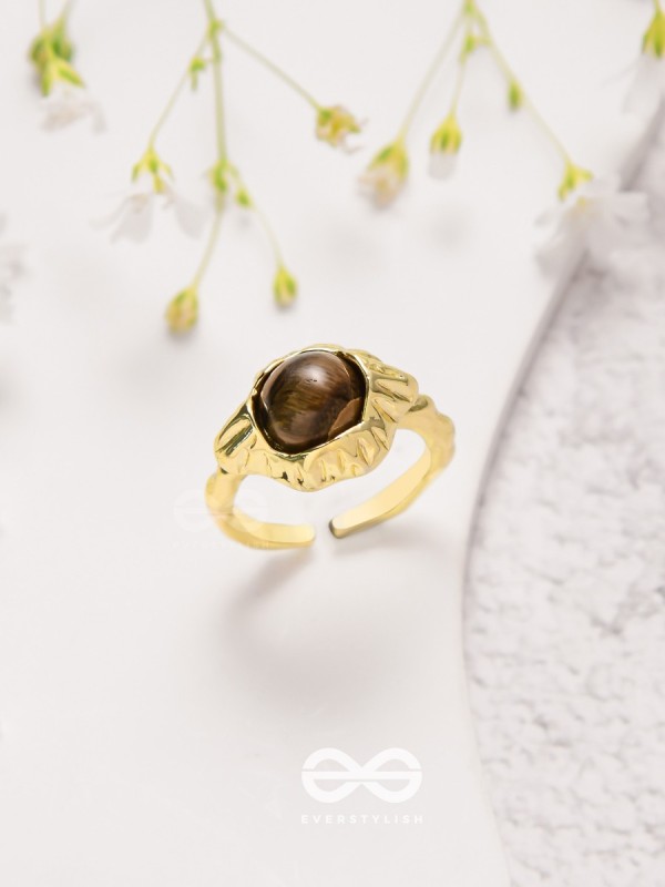 The Espresso Embrace- Golden Beaded Ring 