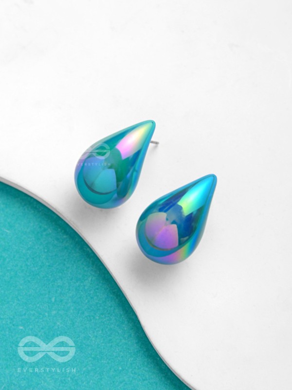 Glitter Drops - Holographic Acrylic Earrings (Dark Blue)