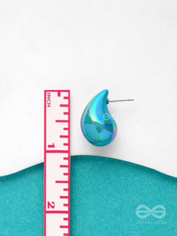 Glitter Drops - Holographic Acrylic Earrings (Dark Blue)