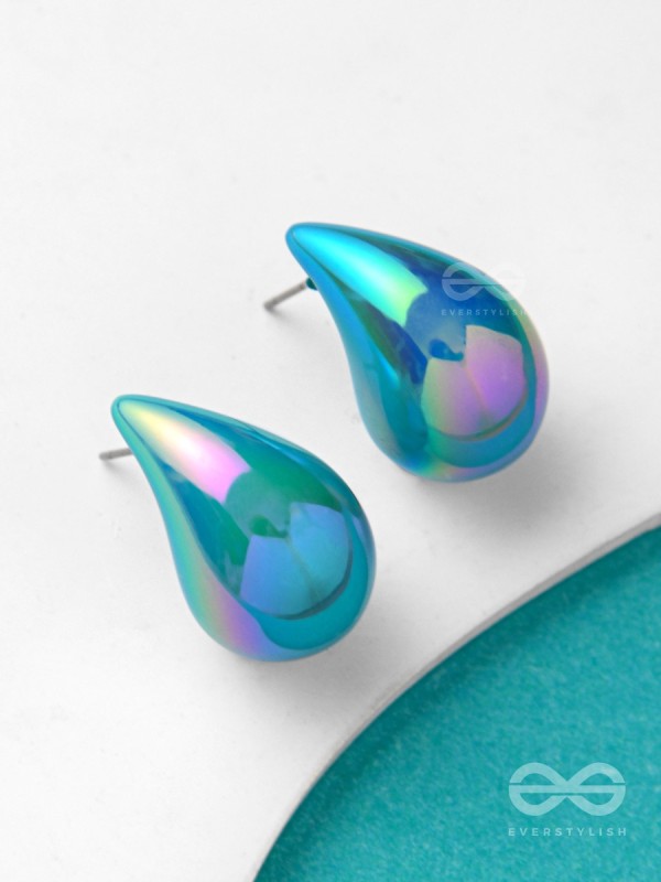 Glitter Drops - Holographic Acrylic Earrings (Dark Blue)
