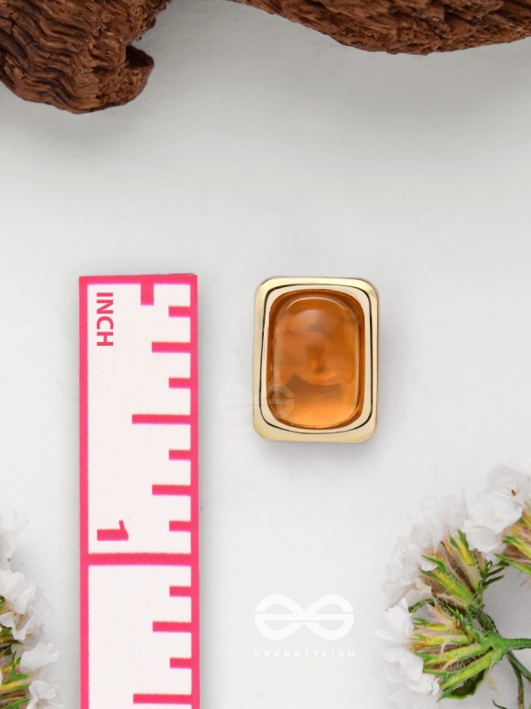 Sunlit Amber - Golden Stud Earrings 