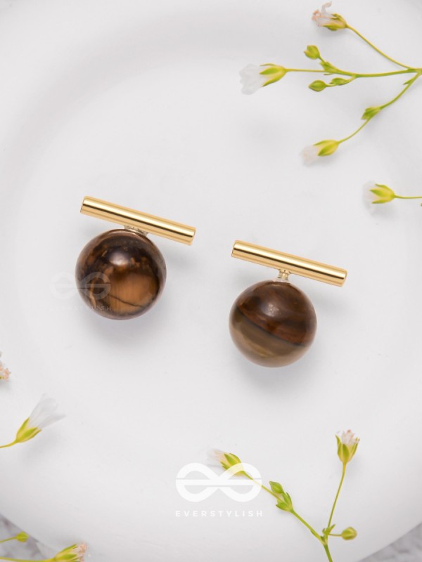 Spinning Coffee - Golden Stud Earrings