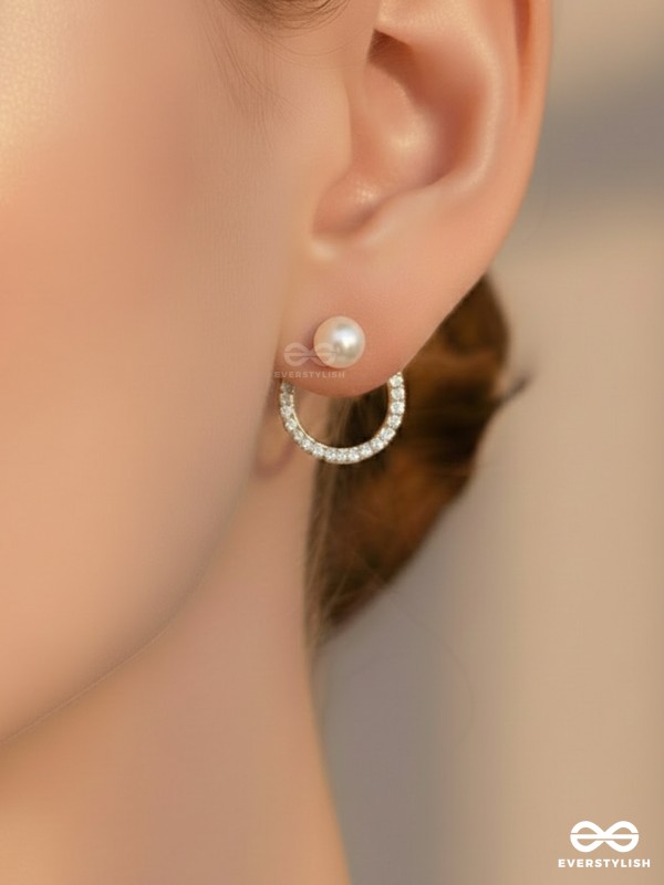 Polished Pearl - Golden Embellished Earrings