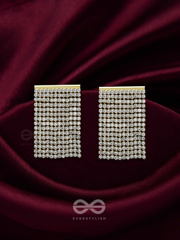 Starry Falls - Golden Embellished Earrings